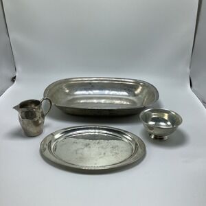 Reed & Barton Paul Revere Mayflower Dish, Plate, Miniature Bowl‎ & Pitcher 4 Pc